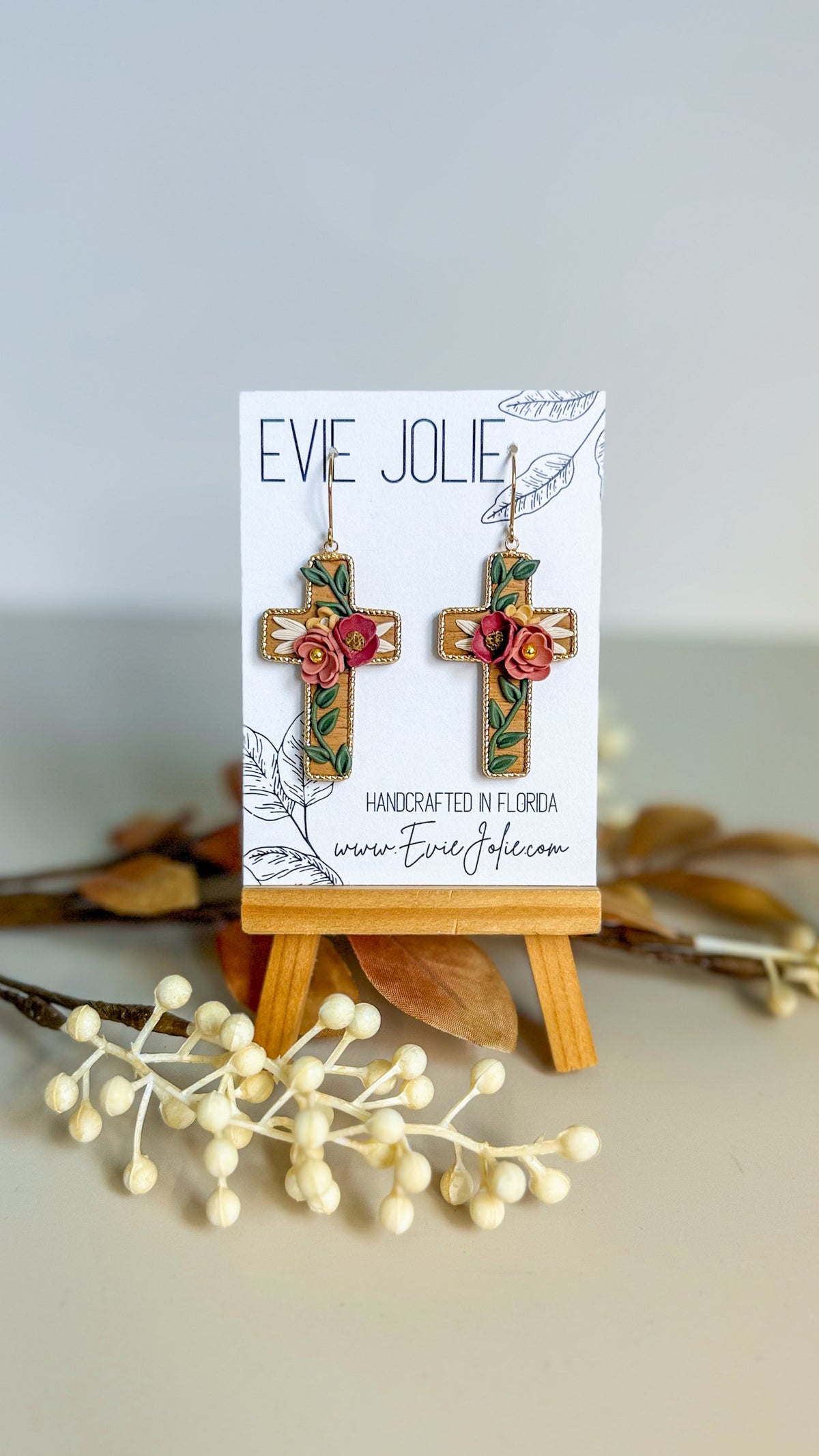 Autumn Floral Cross | Dangle