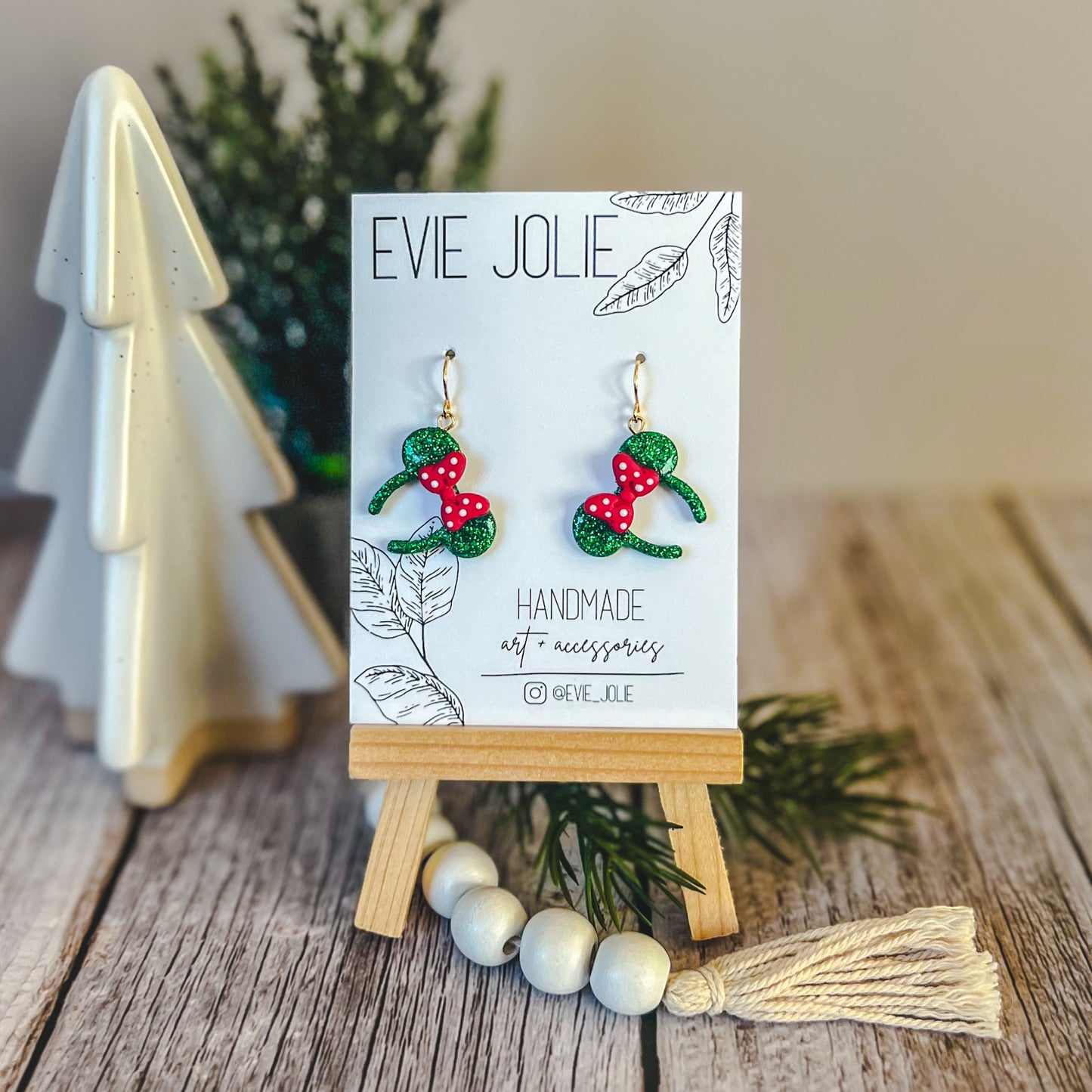 Christmas Minnie Mouse Ear Headband Dangles