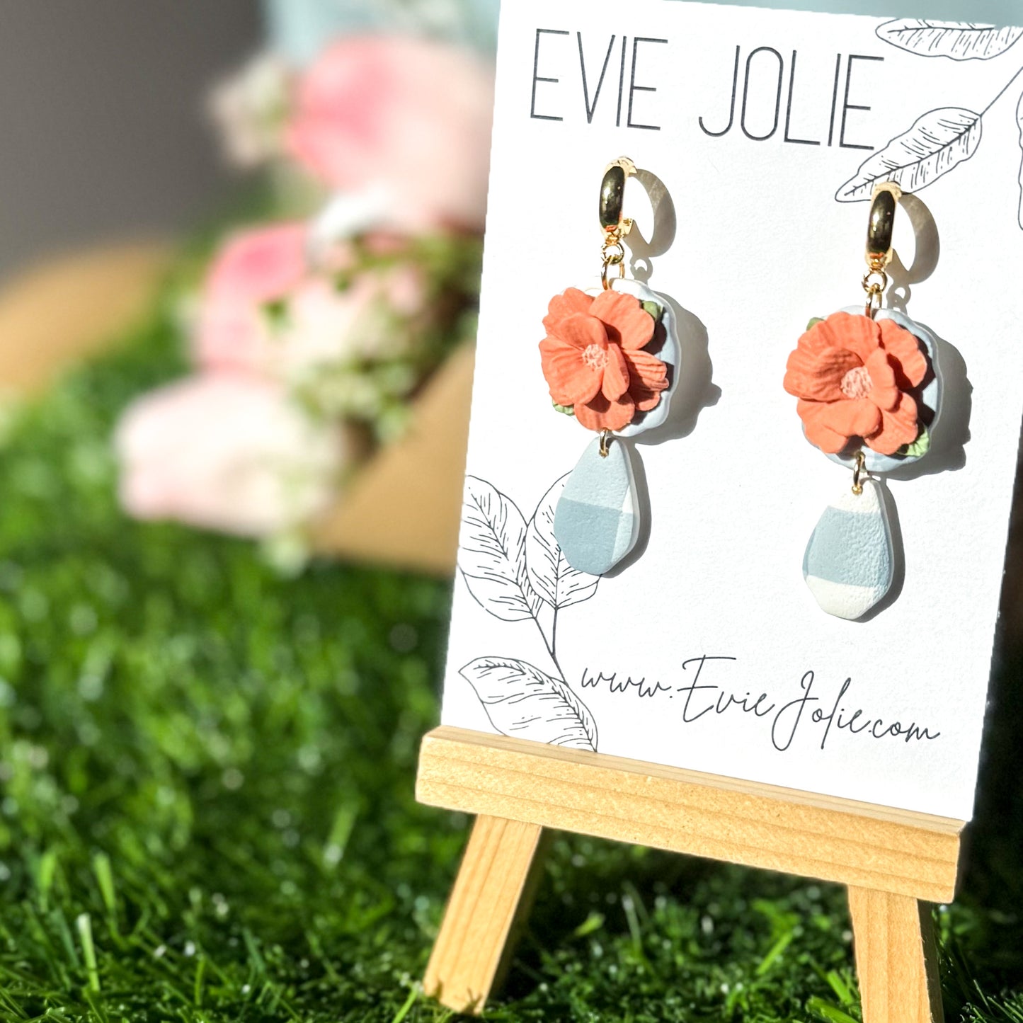 Gingham Floral | Faux Huggie Dangles