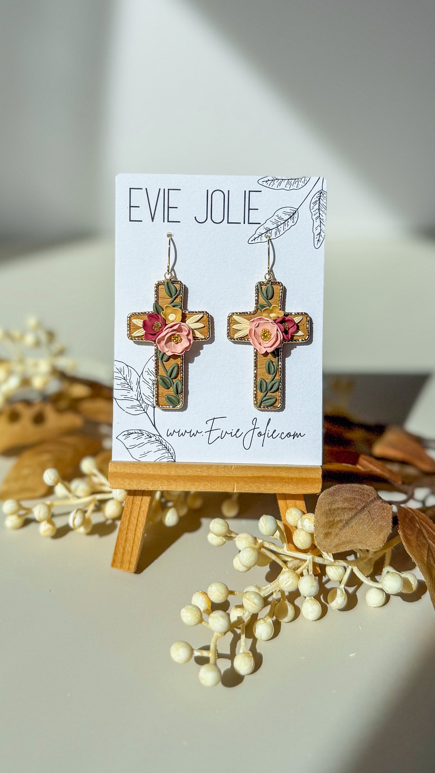 Autumn Floral Cross | Dangle