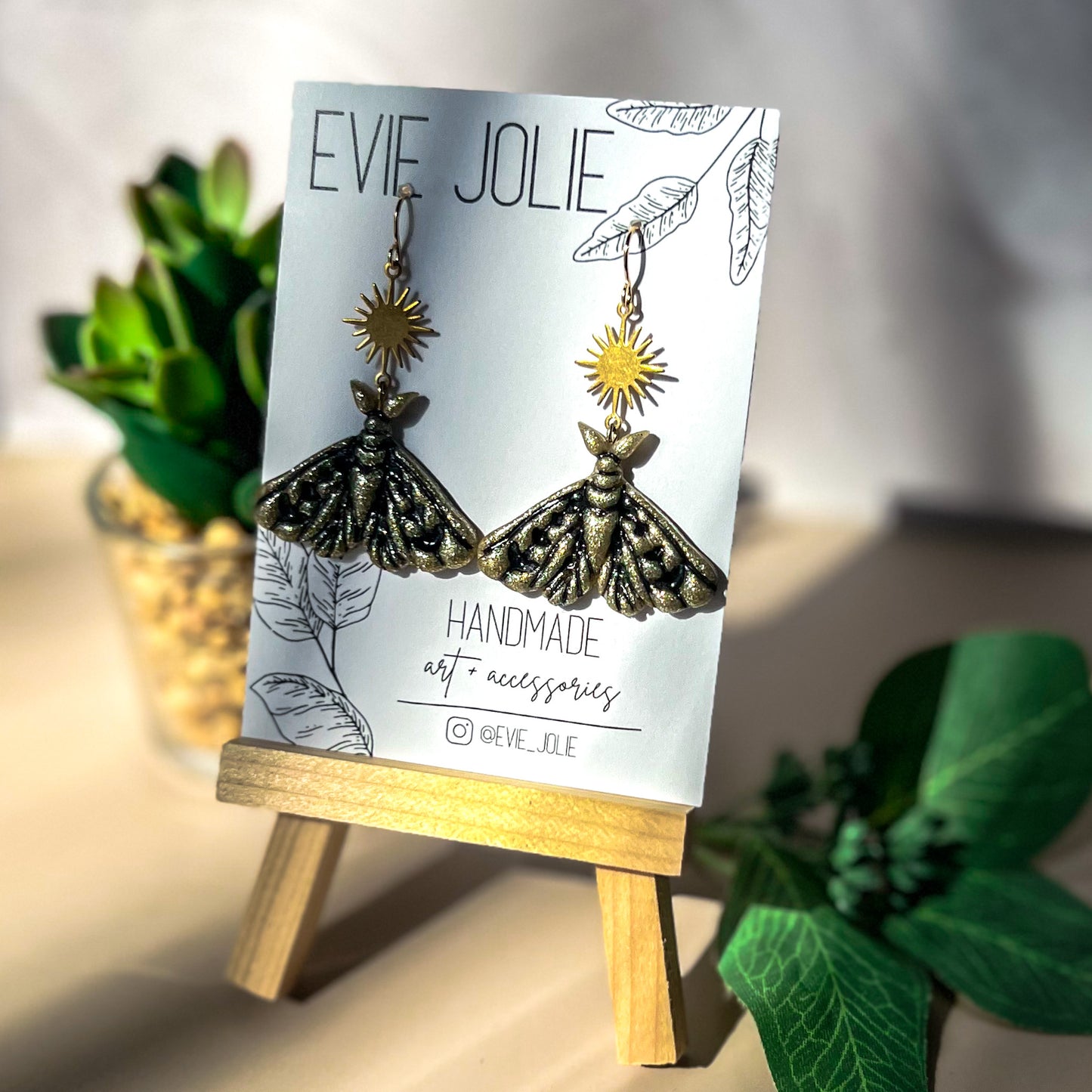 Gold + Black Luna Moths