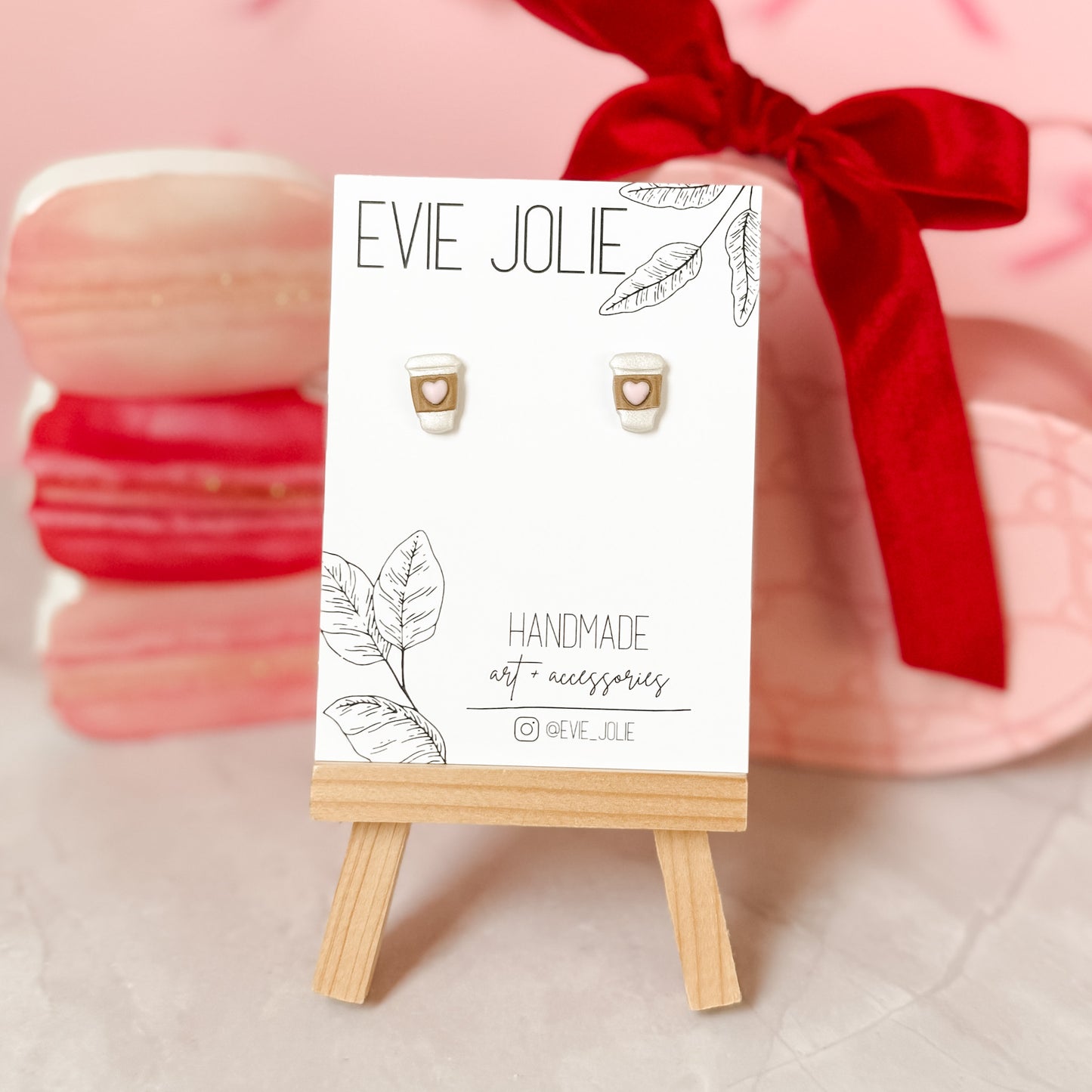 Love you a "Latte" coffee cup studs