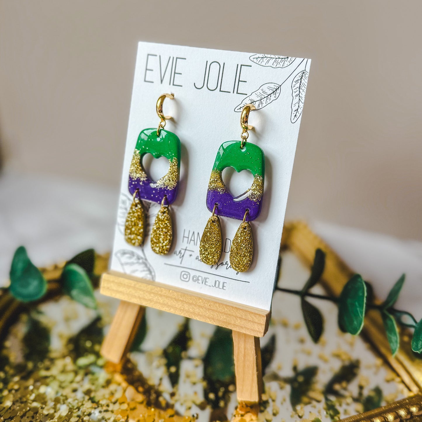 Mardi Gras | Dangles • Rectangle Heart