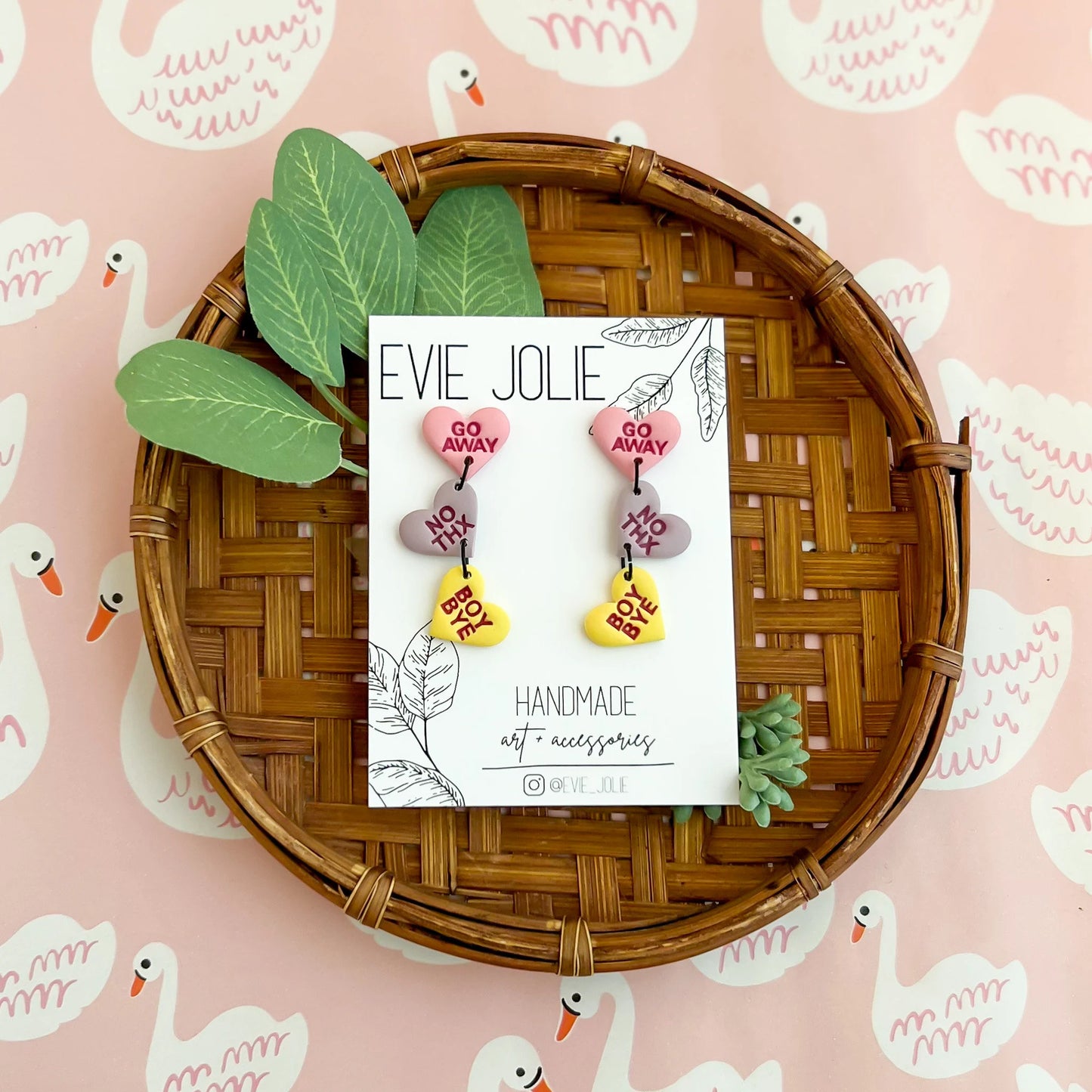 Anti-Love Conversation Heart Dangles