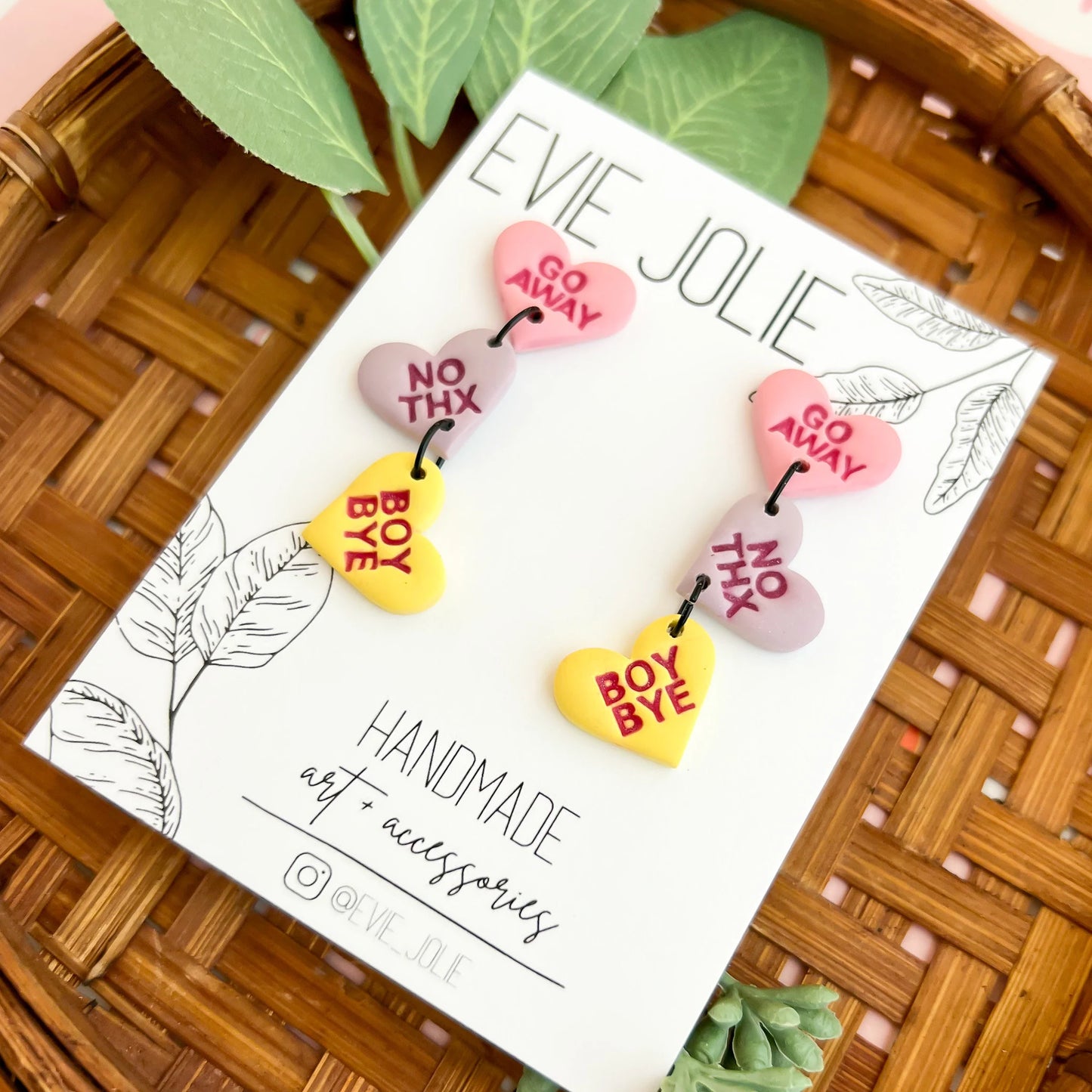 Anti-Love Conversation Heart Dangles