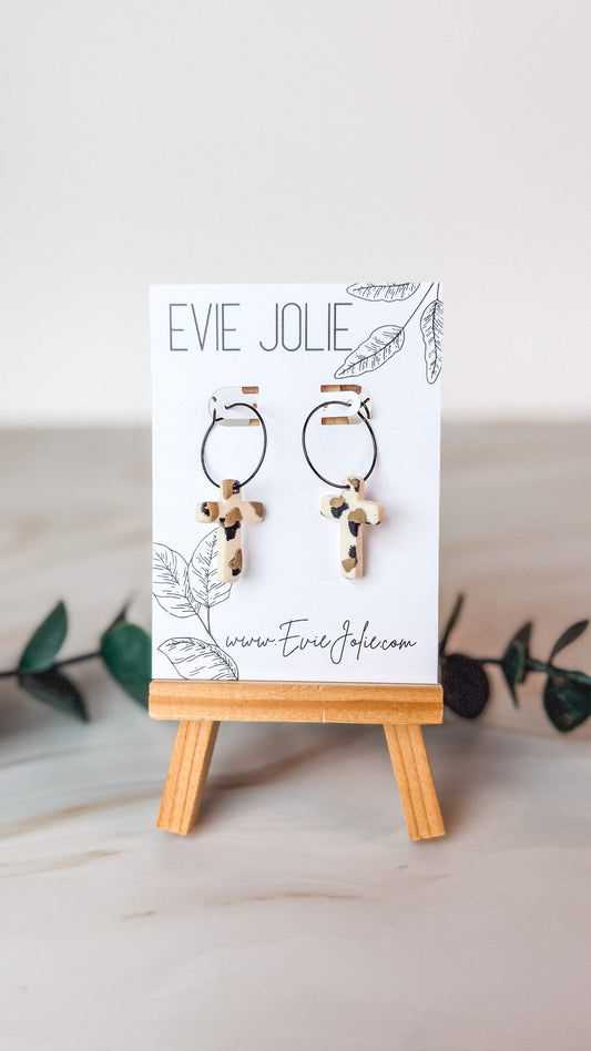 Leopard Cross Hoops