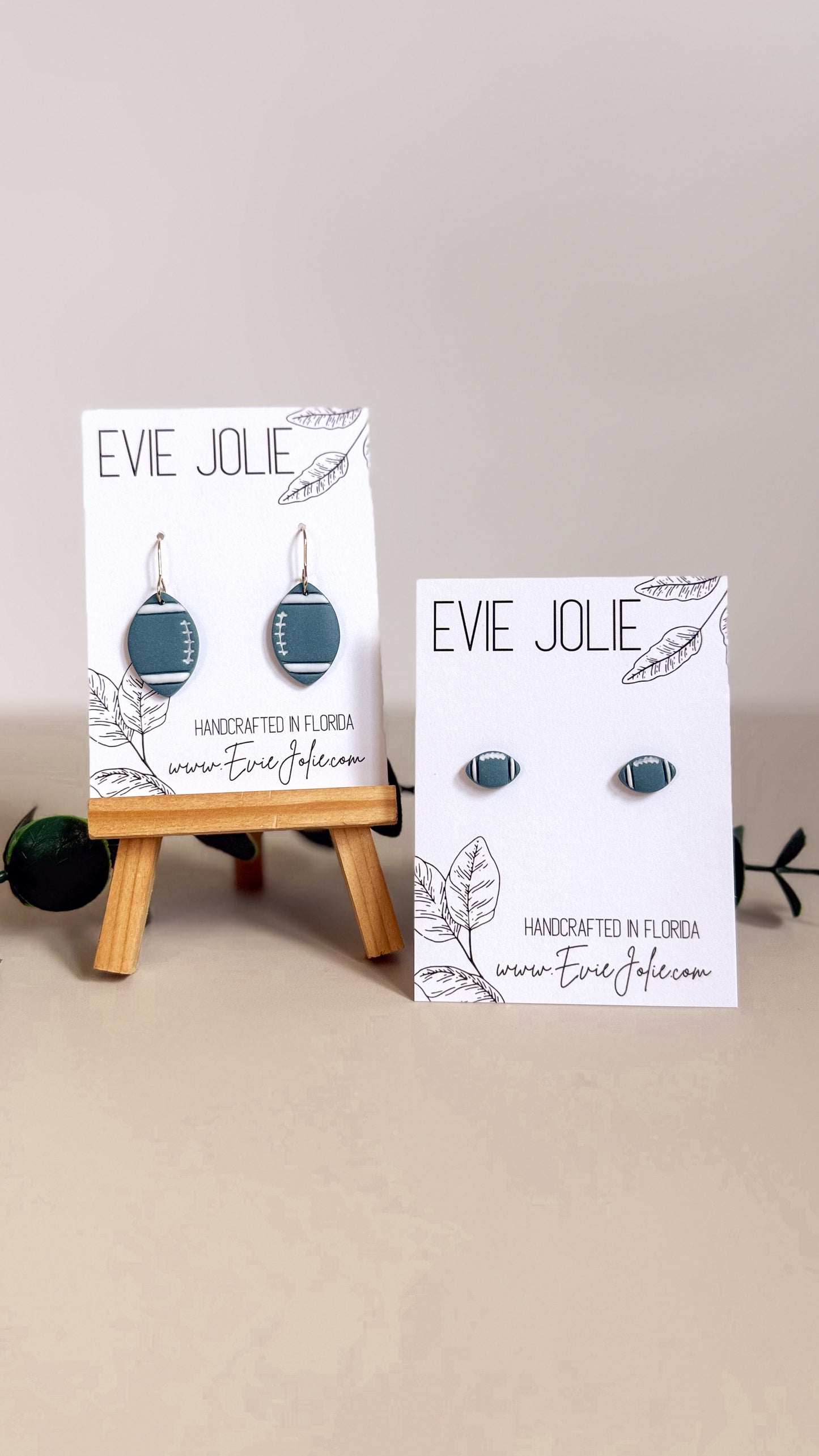 Teal Football | Jags | Dangles + Studs